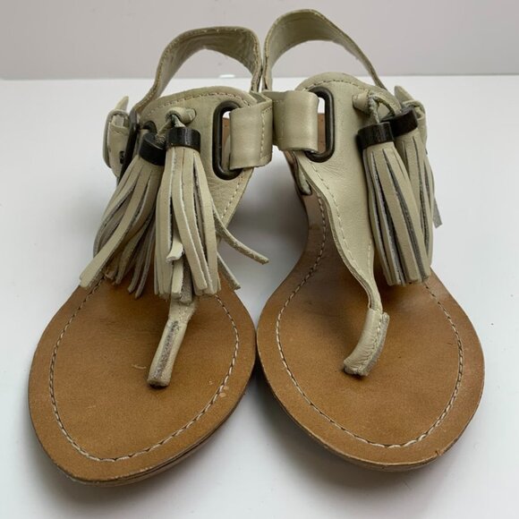 Zara Shoes - Zara Collection Cream Boho Sandals With Tassels